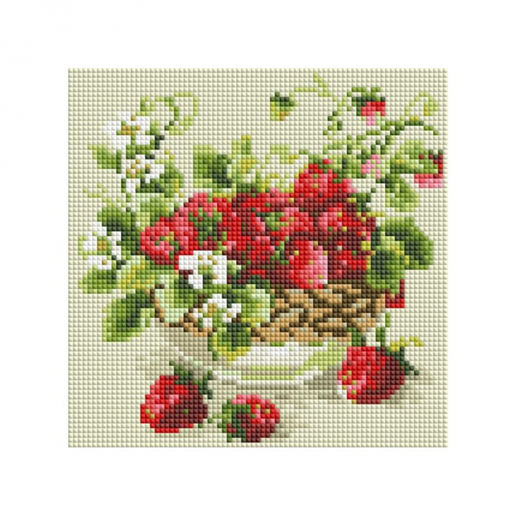 Набор Белоснежка для изготовления картин со стразами на подрамнике арт.БЛ.394-ST-S Садовая земляника 20х20см