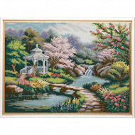 Рисунок на ткани (Бисер) КОНЁК арт. 1239 Беседка в саду 29х39 см