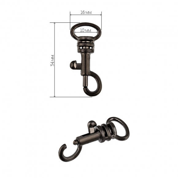 Карабин металл TBY-AX09.3-10 34х16мм (внутр. 10мм) цв. черный никель уп. 10шт Карабин металл TBY-AX09.3-10 34х16мм (внутр. 10мм) цв. черный никель уп. 10шт