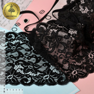 Кружево-стрейч KRUZHEVO арт.TBY 8015 шир.180мм цв.2 черный уп.20м