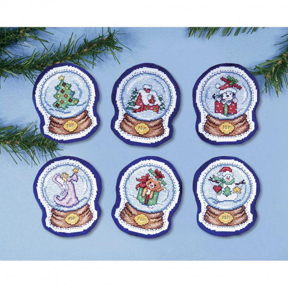 Набор для вышивания елочных украшений DESIGN WORKS арт.1678 Снежные шары 9х10 см Набор для вышивания елочных украшений DESIGN WORKS арт.1678 Снежные шары 9х10 см