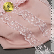 Кружево на сетке KRUZHEVO арт.TR.2106 шир.35мм цв.05 розовый уп.8,5м