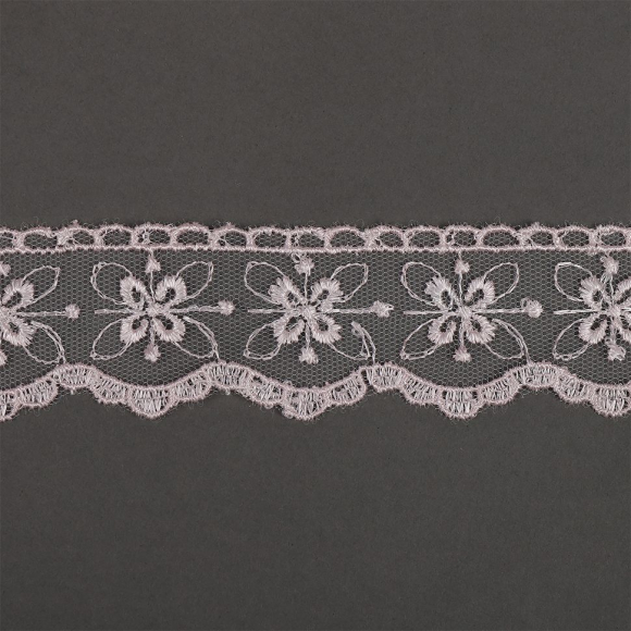 Кружево на сетке KRUZHEVO арт.TR.2106 шир.35мм цв.05 розовый уп.8,5м