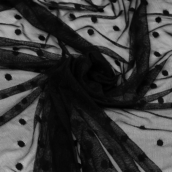 Сетка эластичная Горох KRUZHEVO арт.TBY.00129 ш.160см цв.02 черный рул.254м