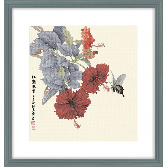 Набор для вышивания крестом XIU CRAFTS арт.2030846 Гибискус и бабочка