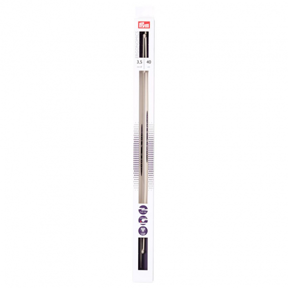 190403 PRYM Спицы прямые для вязания Prym ergonomics 40см 3,5мм high-tech полимер уп.2шт