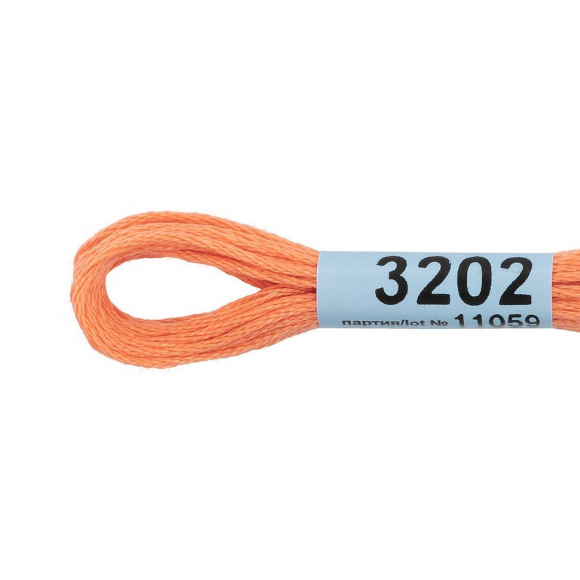 Нитки для вышивания Gamma мулине (3173-6115) 100% хлопок 24 x 8 м цв.3202 бл.оранжевый