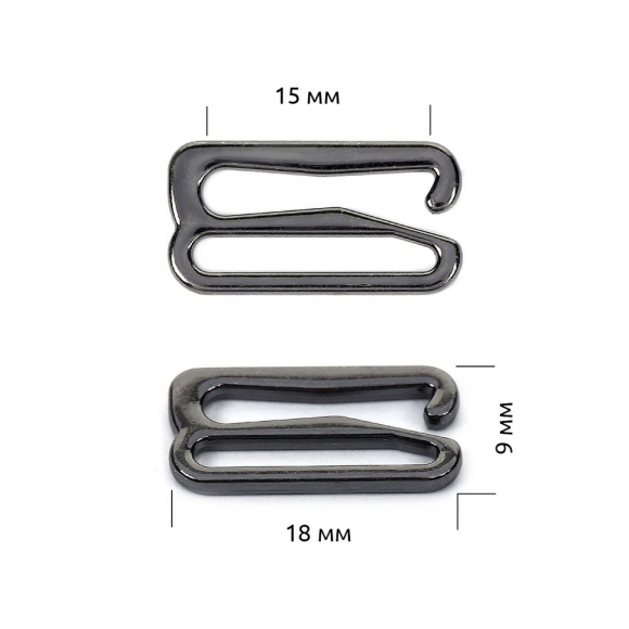 Крючок для купальника металл TBY-915.SW 15мм, цв.черный никель, уп.1000шт