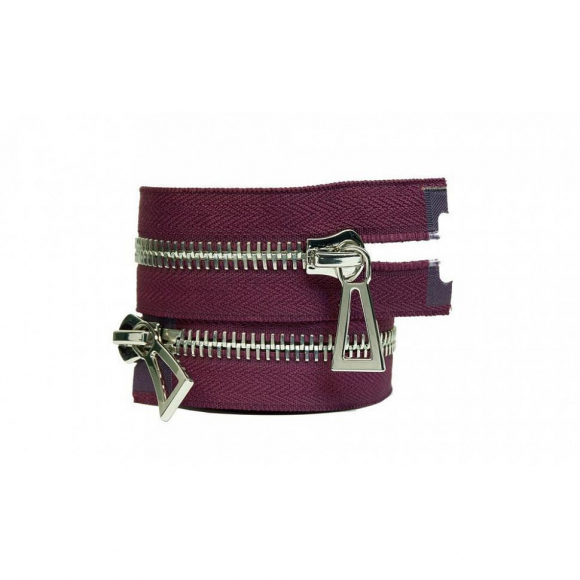 Молния металл №10 Premium никель два замка 75см цв.D230 баклажан