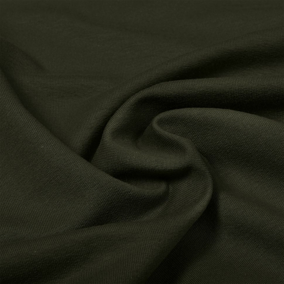 Ткань трикотаж Футер 3х нитка петля хлопок 320г пенье 190см т.хаки 19-0414 рул.20-40кг