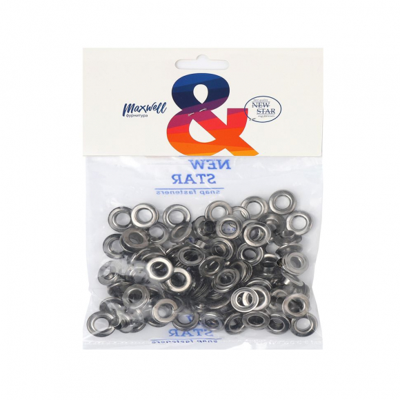 Люверсы сталь New Star №24 (? 9,2мм, h 6,32мм) цв.никель черный уп.100шт