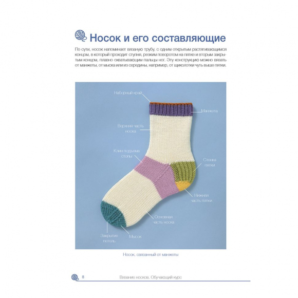 Книга "Вязание носков. Обучающий курс. Вяжем спицами от мыска и от манжеты"