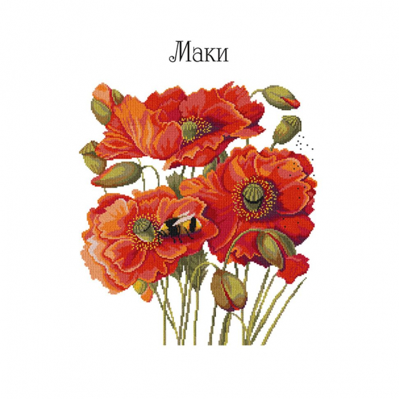 Набор для вышивания мулине НИТЕКС арт.А-0037 Маки 27х30 см