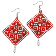 Набор для вышивания KLART арт. 10-507 Серьги квадратные. Красный орнамент 4,5х4,5 см