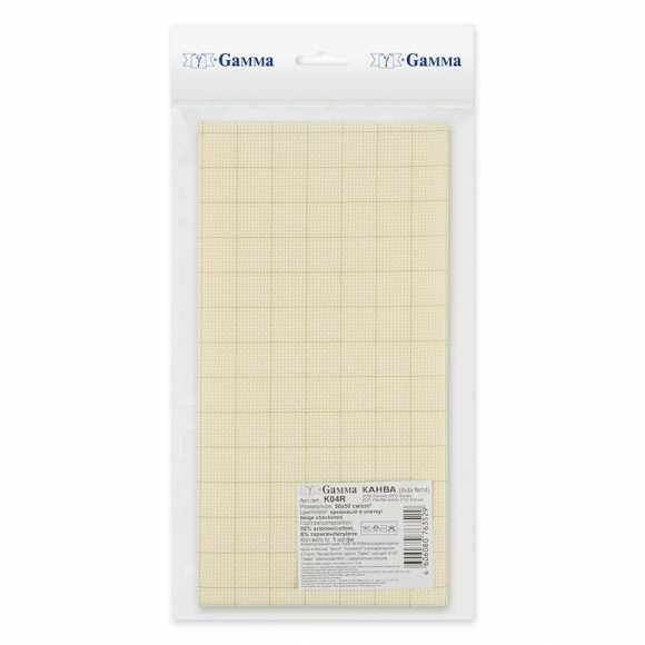 Канва Gamma K04R Aida №14 92% хлопок, 8% терилен 50 x 50 см уп.5 шт цв.черный в клетку