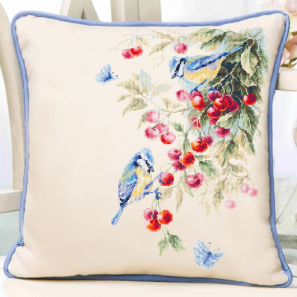 Набор для вышивания ЧУДЕСНАЯ ИГЛА арт.130-021 Синицы и вишня 25х35 см