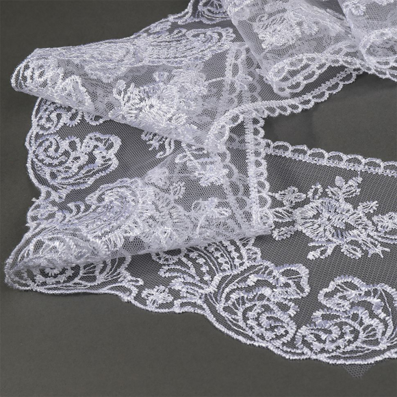 Кружево на сетке арт.TBY.BL.40467 шир.105 мм цв.12 белый уп.2,5м