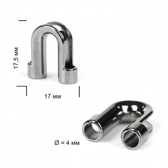 Наконечник для шнура металл TBY OR.0305-5378 (17,5х17мм, отв.4мм) цв. никель черный уп. 100шт